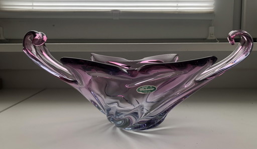 Vintage Murano Glazen Schaal Paars - Blauw Organische Vorm
