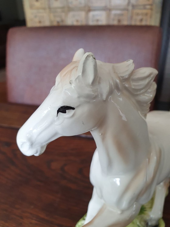 Image 1 of Figurine en céramique vintage d'une jument et de son poulain, vers 1950-1970