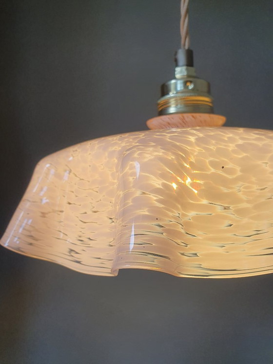 Image 1 of Lampada a sospensione vintage in vetro di Clichy, anni '30, lampada da soffitto Art Déco