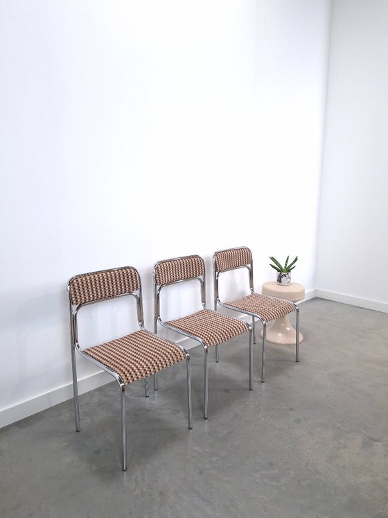 Set Space Age 3x Sedie da pranzo Bauhaus con struttura tubolare cromata – Chrome (photo 2 of 15)