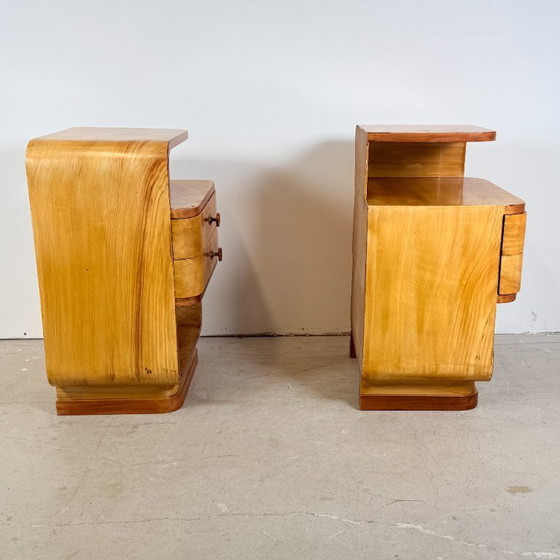 Set of Halabala-style Art Deco bedside tables with Bakelite handles – Nightstands, Wood (photo 7 of 13)