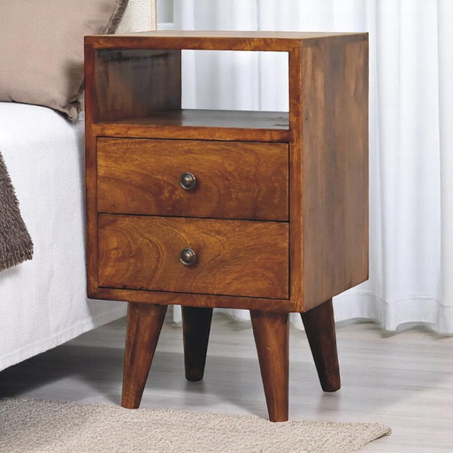 Mini Classic Chestnut Nachtkastje van Massief Mangohout – Mid-Century & Art Deco – Artisan, Wood