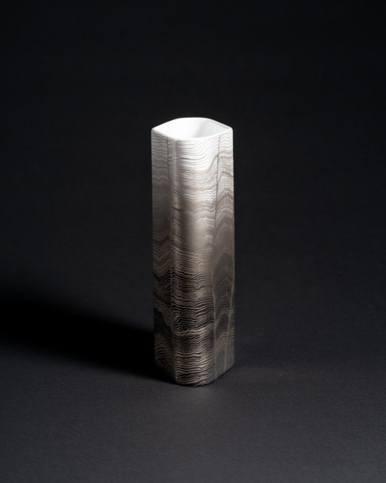 Image 1 of Glam Chic Vintage Rare Alain Le Foll × Rosenthal "Chiffon" Porcelain Vase Duo