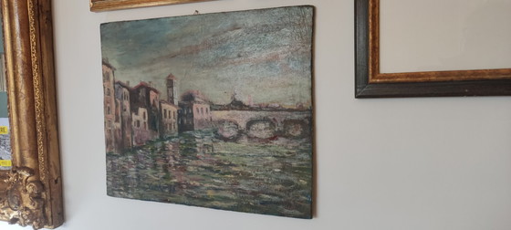 Image 1 of Enzo Volta - Veduta di Roma (Tevere), 1977 - Olio su tavola