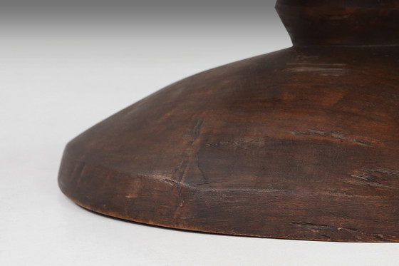 Image 1 of Large African Tree Trunk Bowl in Oak, 1950s