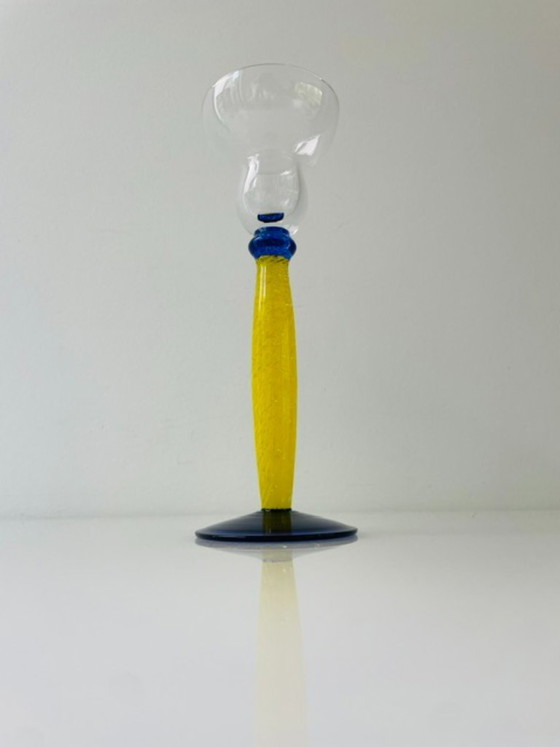 Image 1 of Candelabro vintage di design italiano in vetro Memphis x Murano.