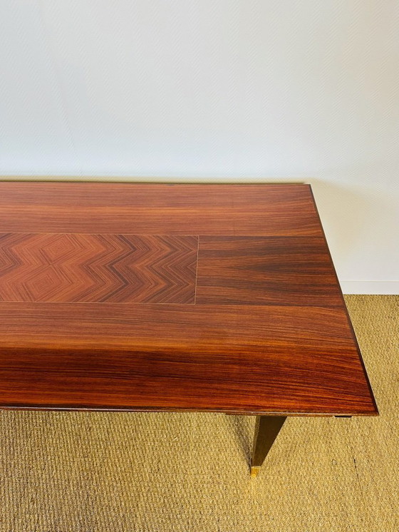 Image 1 of Modernist rosewood dining table with chevron marquetry, 1950