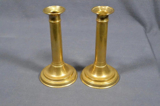 Paar 19e-eeuwse Franse messing push-up kandelaars, circa 1880 – Kandelaars en kaarsen, Brass (photo 8 of 9)
