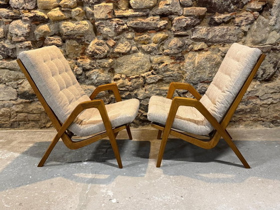 Image 1 of Coppia di Poltrone di Jan Vaněk, anni '40, Completamente Restaurate, Cecoslovacchia