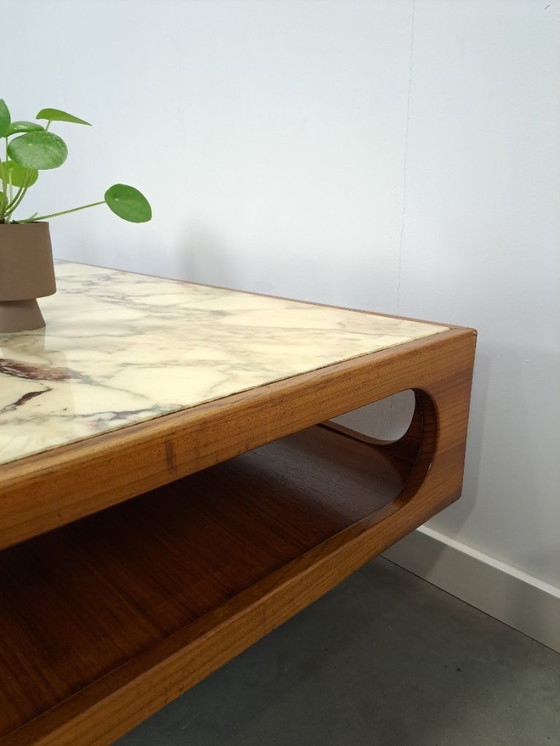 Image 1 of Mesa de centro de teca con gran tapa de mármol