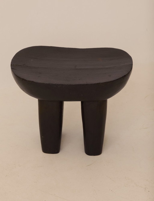 Vintage Senufo Monoxylous Afrikaanse kruk, zwart/wenge