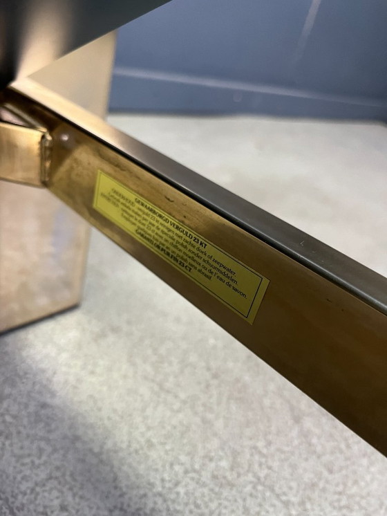 Image 1 of Table basse vintage plaquée or 23 carats de Belgochrom, années 1970