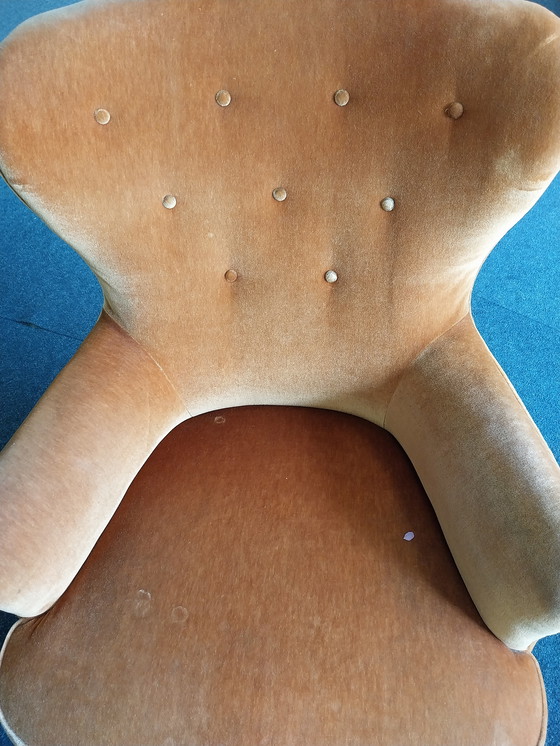 Image 1 of 1 x Fauteuil en velours orange des années 1960 par Theo Ruth artifort.
