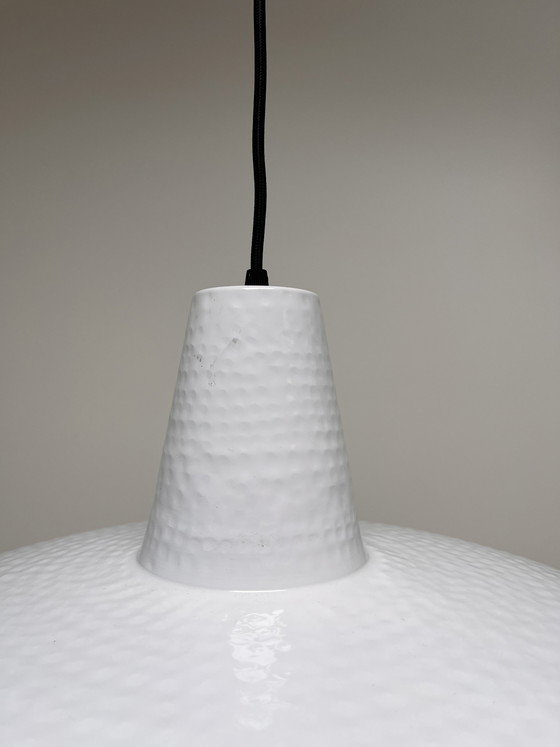 Image 1 of Stylish white pendant lamp with subtle textured finish