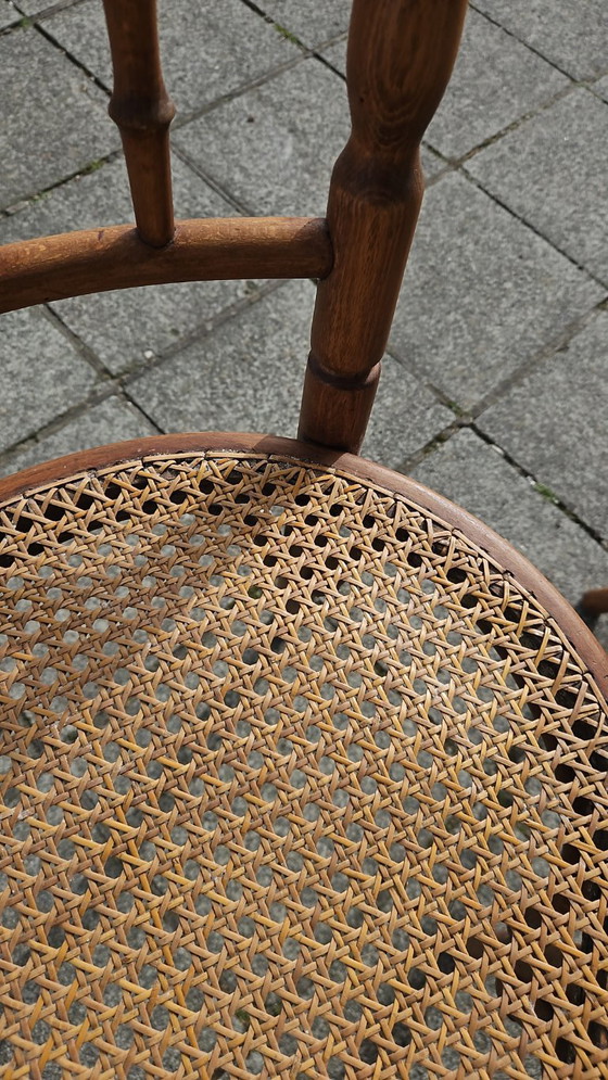Image 1 of 3 sedie da bistrot vintage Fischel con seduta in fettuccia - prezzo fisso