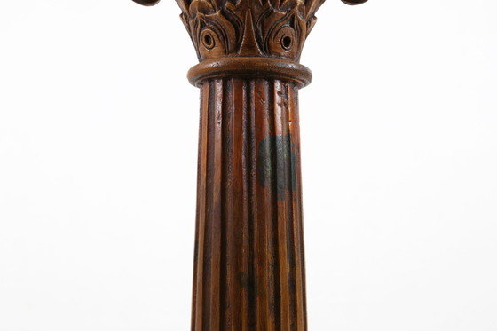 Image 1 of Antique Carved Wood Corinthian Column or Pedestal, France ca. 1890