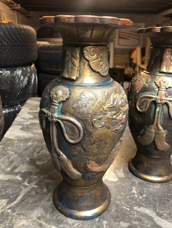 Image 1 of Pair of vintage Asian vases