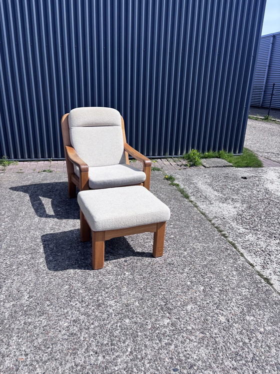 Image 1 of Vintage eiken dyrlund design easy chair met poef