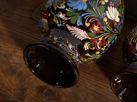 Pair of Vintage Glazed Ceramic Vases, Central Europe, circa 1950 #5, Brown (photo 11 of 12)