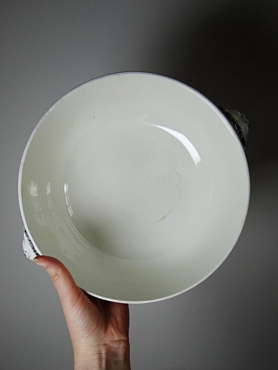 Image 1 of Large HB Choisy-le-Roi polychrome ironstone salad bowl "Elisabeth" early 20th century