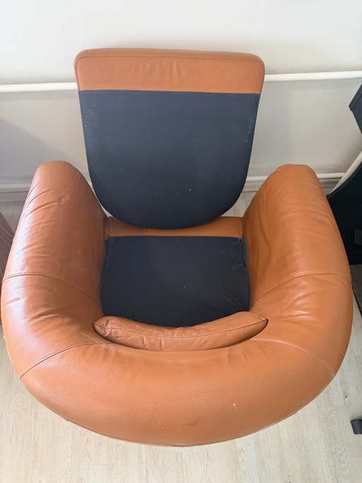 2er Set Vintage Leder-Club-Sessel in Cognac-Braun – fauteuils, Leather, Wood (photo 2 of 5)