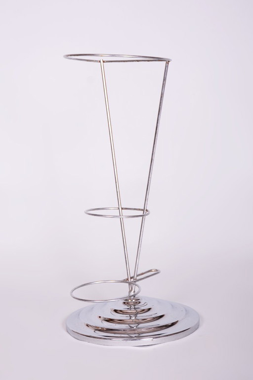 Originele Bauhaus paraplubak, verchroomd staal, Duitsland, jaren 1950 – Metal, Chrome