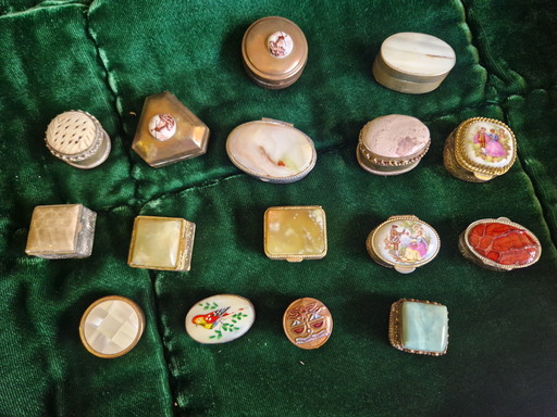 Collection of 16 pill boxes