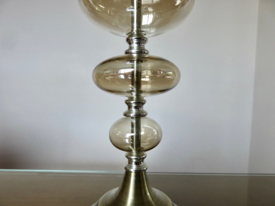 Image 1 of Grande lampada in cristallo ambrato, 1990