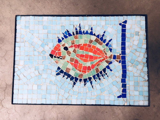 Image 1 of Tavolino laterale vintage con piastrelle a mosaico, Belgio anni '60