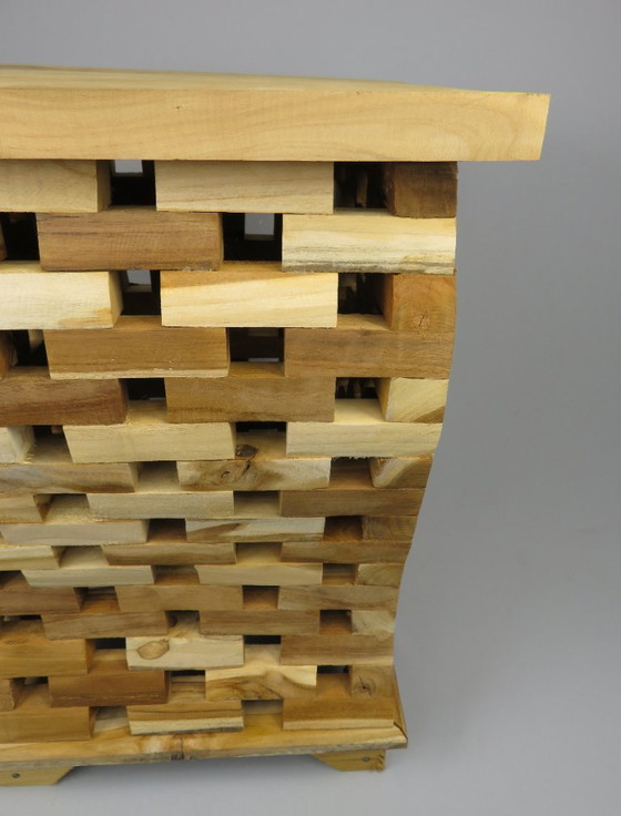Image 1 of Sgabello/tavolino in teak realizzato a mano