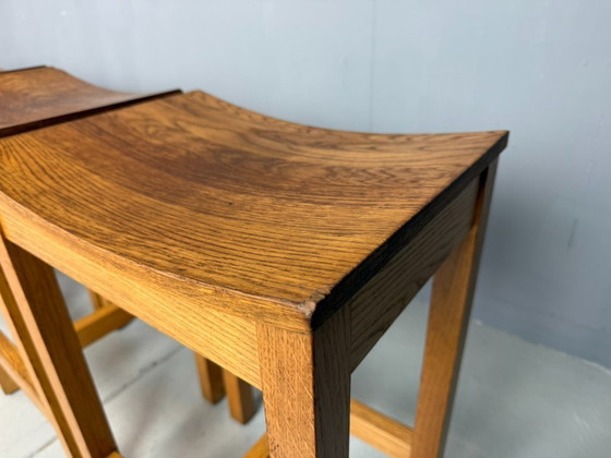 Image 1 of Set of 2 Japandi oak stools by Jonas Lindvall for David Design 1990s