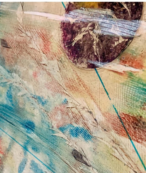Abstract Painting - Cosmic - Unique Japanese-Inspired Lacquer Work, Signed « Mestre » 84 - 60x40 cm (photo 22 of 27)