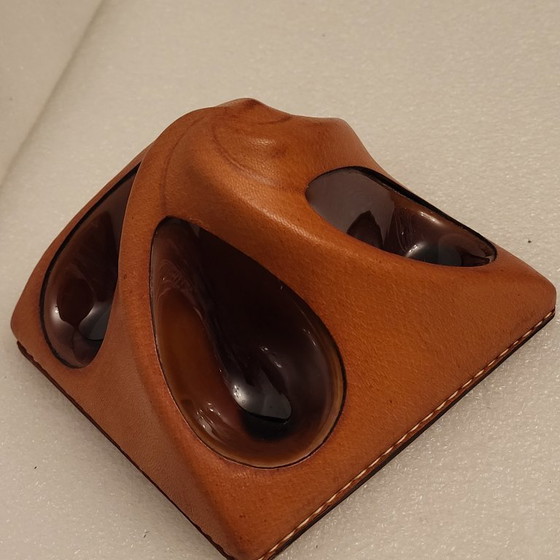 Image 1 of Longchamp leather pipe holder, 1950s-60s, Made in France