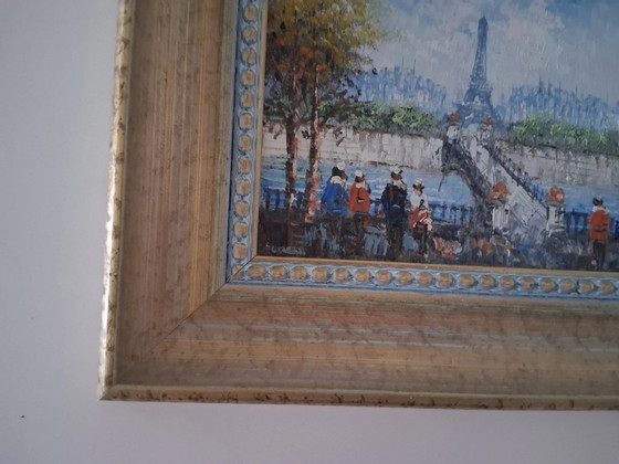 Image 1 of CAROLINE C. BURNETT | Figure/Torre Eiffel/Parigi | Dipinto originale ad olio su cartone