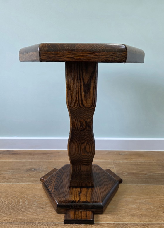 Image 1 of Table d'appoint en chêne massif – Table colonne vintage