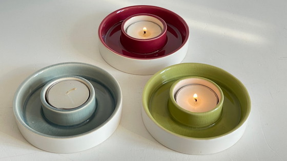 Image 1 of CANDLESTICKS Tealight Holder Crackled Ceramic