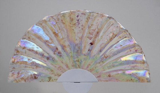 Image 1 of Paar postmoderne Italiaanse waaierlampen van geïriseerd Murano glas, jaren 1980