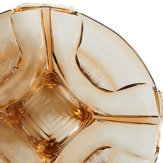Image 1 of Vintage glass Walther Glas & Sons fruit bowl Sigrid Rosaline pink glass 1930s