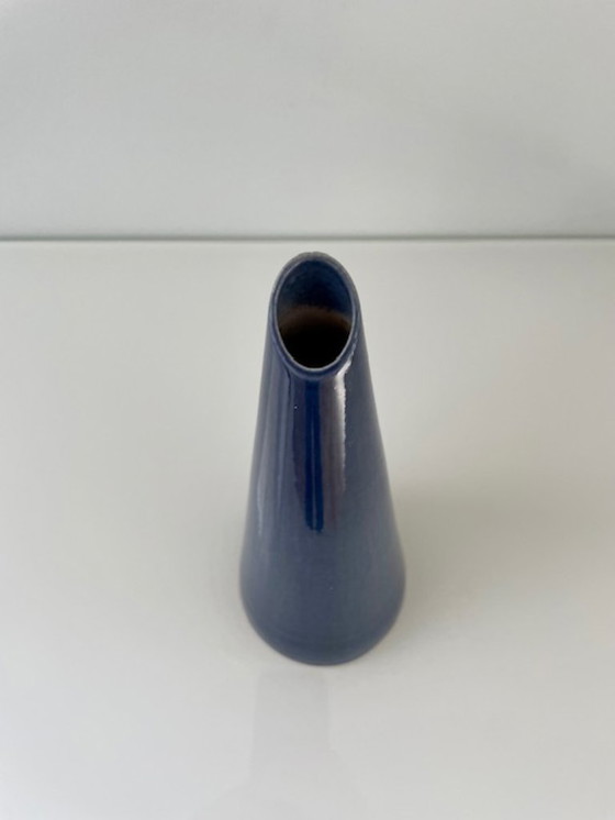 Image 1 of Slanted design vase in denim blue ceramic