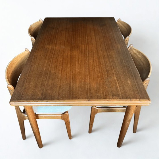 Image 1 of Mesa de comedor danesa de teca de mediados de siglo, rectangular, extensible.
