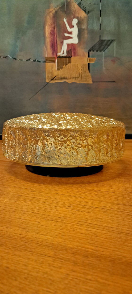 Image 1 of Plafonnier Peill & Putzler – Verre cristal, aspect doré, style rétro années 70