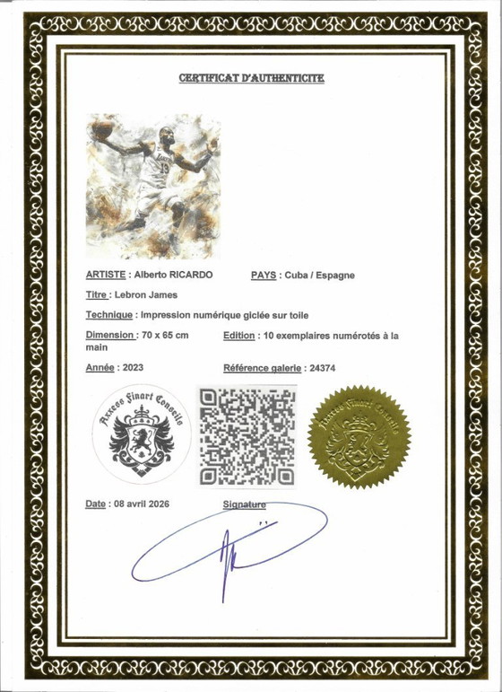 Image 1 of Alberto RICARDO - Lebron James - Kunstenaarsdoek