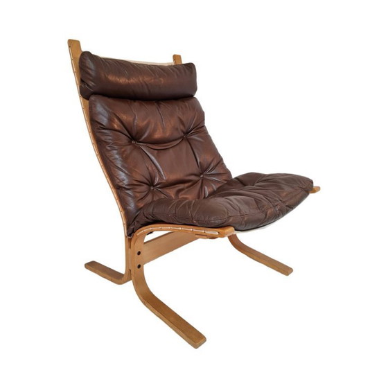 Image 1 of Ingmar Reling per Westnofa - Sedia Siesta - Sedia a fionda in bengala - Pelle marrone