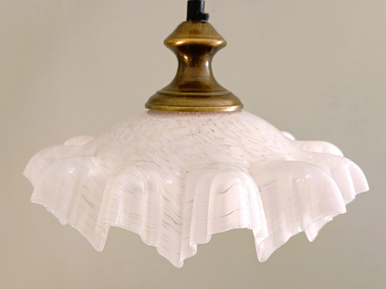 Image 1 of Witte Opaline De Clichy Glazen Hanglamp