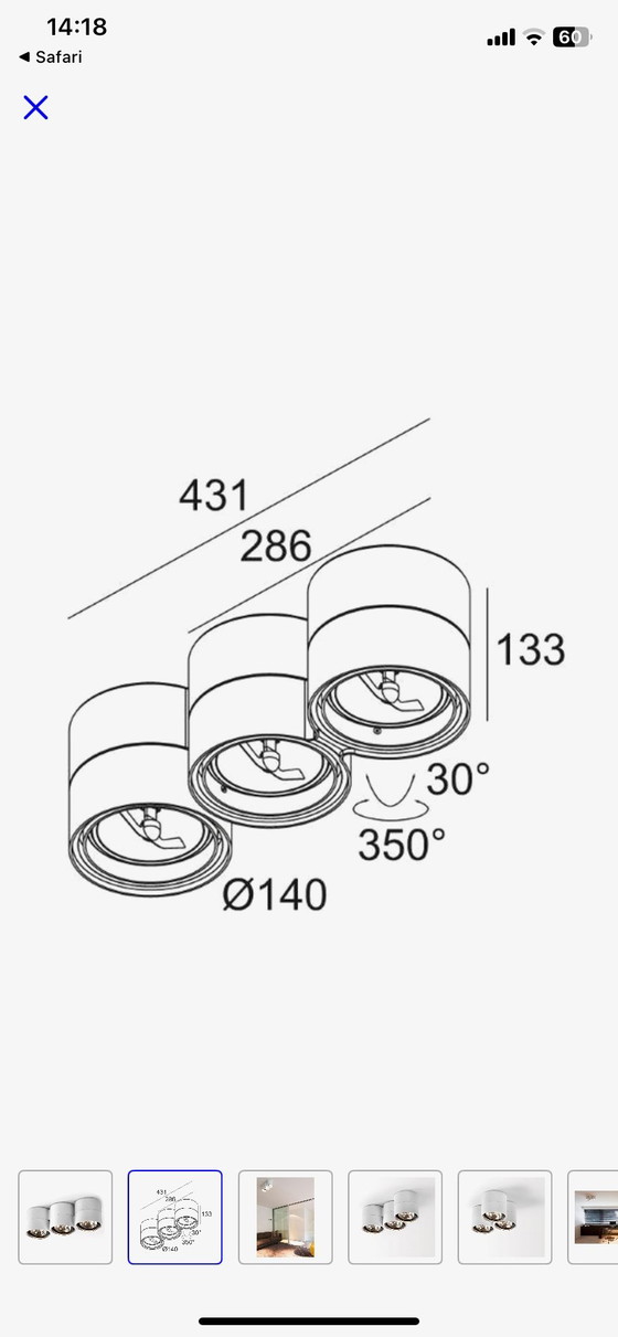 Image 1 of 3x Delta Light Link 311 opbouwspot (3x3 halogeen) (design, wit)