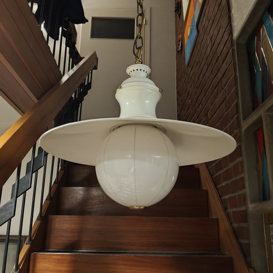 Image 1 of Large Vintage Industrial Pendant Lamp - Mid Century Statement Lighting 
