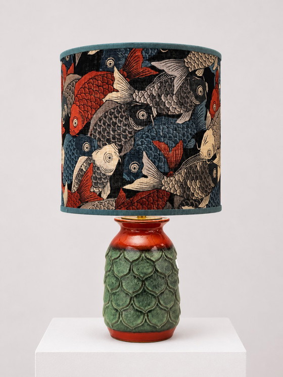 Image 1 of Lampada a sospensione Jasba degli anni '70 con decorazione a forma di ananas e paralume a forma di carpa koi.