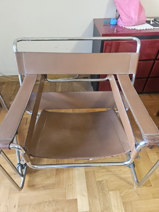 Pair of Wassily B3 Armchairs by Marcel Breuer for Gavina – Cognac/Brown Leather. euro 2,800 PER PAIR