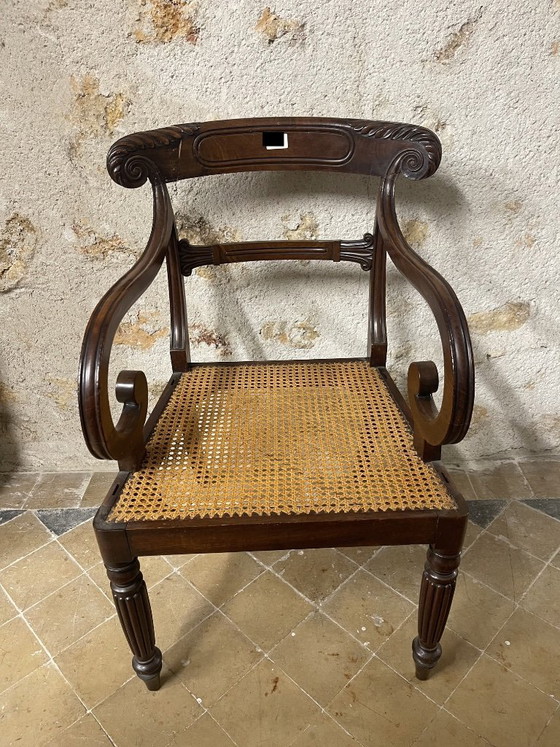 Image 1 of Coppia di poltrone in stile neoclassico anglo-indiano