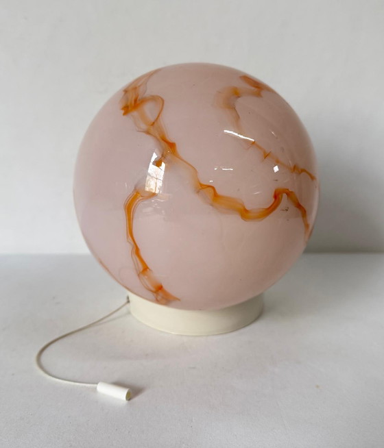 Image 1 of Fraaie vintage roze oranje Art Deco gemarmerde wandlamp lampThabur